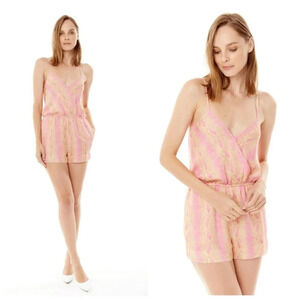 Generation Love Sahteene Silk Romper in Neon Snake Sz XS